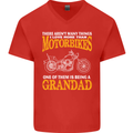 Being a Grandad Biker Motorcycle Motorbike Mens V-Neck Cotton T-Shirt Red