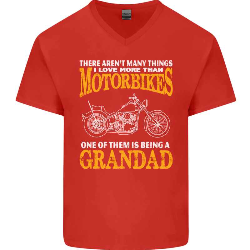 Being a Grandad Biker Motorcycle Motorbike Mens V-Neck Cotton T-Shirt Red