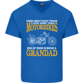 Being a Grandad Biker Motorcycle Motorbike Mens V-Neck Cotton T-Shirt Royal Blue