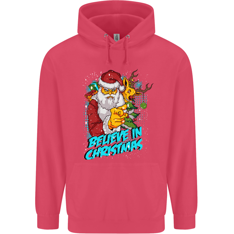 Believe in Christmas Funny Santa Xmas Childrens Kids Hoodie Heliconia