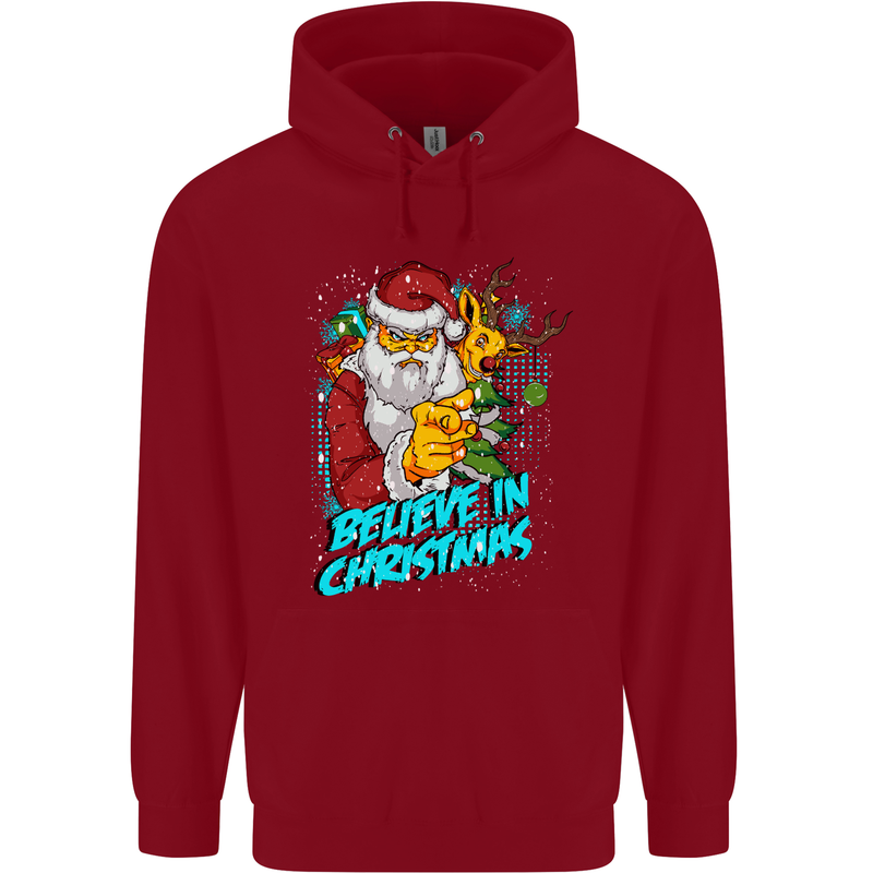 Believe in Christmas Funny Santa Xmas Childrens Kids Hoodie Red
