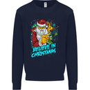 Believe in Christmas Funny Santa Xmas Kids Sweatshirt Jumper Navy Blue