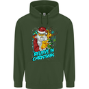Believe in Christmas Funny Santa Xmas Mens 80% Cotton Hoodie Forest Green