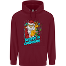 Believe in Christmas Funny Santa Xmas Mens 80% Cotton Hoodie Maroon