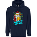 Believe in Christmas Funny Santa Xmas Mens 80% Cotton Hoodie Navy Blue