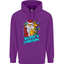 Believe in Christmas Funny Santa Xmas Mens 80% Cotton Hoodie Purple