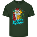 Believe in Christmas Funny Santa Xmas Mens Cotton T-Shirt Tee Top Forest Green