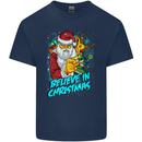 Believe in Christmas Funny Santa Xmas Mens Cotton T-Shirt Tee Top Navy Blue