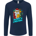 Believe in Christmas Funny Santa Xmas Mens Long Sleeve T-Shirt Navy Blue