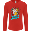 Believe in Christmas Funny Santa Xmas Mens Long Sleeve T-Shirt Red
