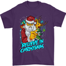 Believe in Christmas Funny Santa Xmas Mens T-Shirt Cotton Gildan Purple