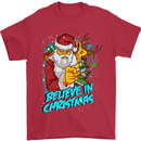 Believe in Christmas Funny Santa Xmas Mens T-Shirt Cotton Gildan Red