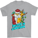 Believe in Christmas Funny Santa Xmas Mens T-Shirt Cotton Gildan Sports Grey