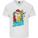 Believe in Christmas Funny Santa Xmas Mens V-Neck Cotton T-Shirt White