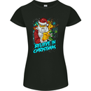 Believe in Christmas Funny Santa Xmas Womens Petite Cut T-Shirt Black