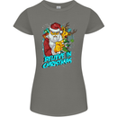 Believe in Christmas Funny Santa Xmas Womens Petite Cut T-Shirt Charcoal