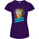 Believe in Christmas Funny Santa Xmas Womens Petite Cut T-Shirt Purple