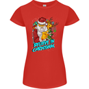 Believe in Christmas Funny Santa Xmas Womens Petite Cut T-Shirt Red