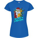 Believe in Christmas Funny Santa Xmas Womens Petite Cut T-Shirt Royal Blue