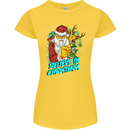 Believe in Christmas Funny Santa Xmas Womens Petite Cut T-Shirt Yellow