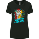 Believe in Christmas Funny Santa Xmas Womens Wider Cut T-Shirt Black