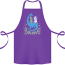 Believe in Dragons Unicorns Aliens Funny Cotton Apron 100% Organic Purple