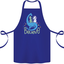 Believe in Dragons Unicorns Aliens Funny Cotton Apron 100% Organic Royal Blue