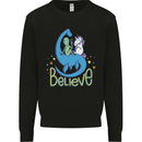 Believe in Dragons Unicorns Aliens Funny Kids Sweatshirt Jumper Black
