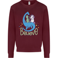 Believe in Dragons Unicorns Aliens Funny Kids Sweatshirt Jumper Maroon