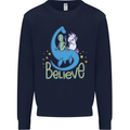Believe in Dragons Unicorns Aliens Funny Kids Sweatshirt Jumper Navy Blue
