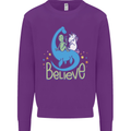 Believe in Dragons Unicorns Aliens Funny Kids Sweatshirt Jumper Purple