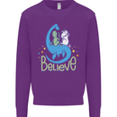 Believe in Dragons Unicorns Aliens Funny Kids Sweatshirt Jumper Purple