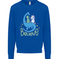 Believe in Dragons Unicorns Aliens Funny Kids Sweatshirt Jumper Royal Blue