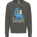 Believe in Dragons Unicorns Aliens Funny Kids Sweatshirt Jumper Storm Grey