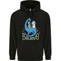 Believe in Dragons Unicorns Aliens Funny Mens 80% Cotton Hoodie Black