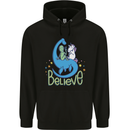 Believe in Dragons Unicorns Aliens Funny Mens 80% Cotton Hoodie Black