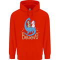 Believe in Dragons Unicorns Aliens Funny Mens 80% Cotton Hoodie Bright Red