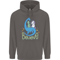 Believe in Dragons Unicorns Aliens Funny Mens 80% Cotton Hoodie Charcoal