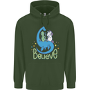 Believe in Dragons Unicorns Aliens Funny Mens 80% Cotton Hoodie Forest Green