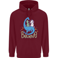Believe in Dragons Unicorns Aliens Funny Mens 80% Cotton Hoodie Maroon