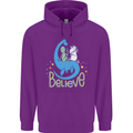 Believe in Dragons Unicorns Aliens Funny Mens 80% Cotton Hoodie Purple