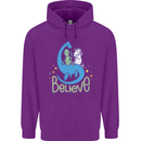Believe in Dragons Unicorns Aliens Funny Mens 80% Cotton Hoodie Purple