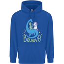 Believe in Dragons Unicorns Aliens Funny Mens 80% Cotton Hoodie Royal Blue