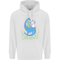 Believe in Dragons Unicorns Aliens Funny Mens 80% Cotton Hoodie White