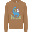 Believe in Dragons Unicorns Aliens Funny Mens Sweatshirt Jumper Caramel Latte