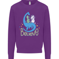 Believe in Dragons Unicorns Aliens Funny Mens Sweatshirt Jumper Purple