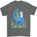 Believe in Dragons Unicorns Aliens Funny Mens T-Shirt Cotton Gildan Charcoal