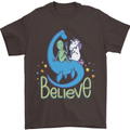 Believe in Dragons Unicorns Aliens Funny Mens T-Shirt Cotton Gildan Dark Chocolate