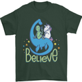 Believe in Dragons Unicorns Aliens Funny Mens T-Shirt Cotton Gildan Forest Green