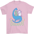 Believe in Dragons Unicorns Aliens Funny Mens T-Shirt Cotton Gildan Light Pink